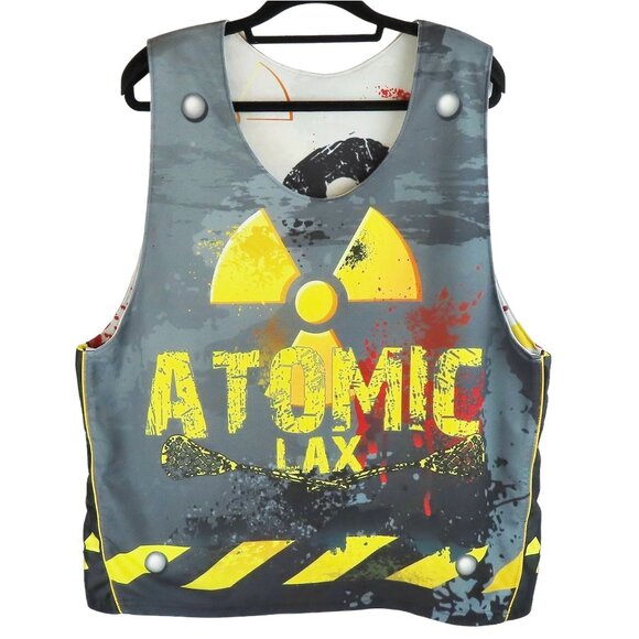 Reversible Lacrosse Pinnie Jersey ATOMIC LAX Radioactive Design Gray/Yellow XL - Picture 3 of 14